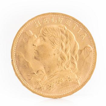 Gold coin, Switzerland, 20 Francs, 1935 LB.