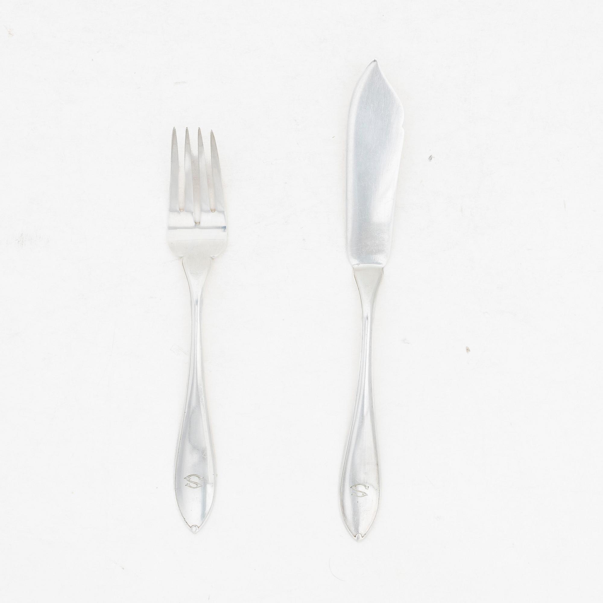 A 12 piece silver cutlery service, GAB, Stockholm 1948.