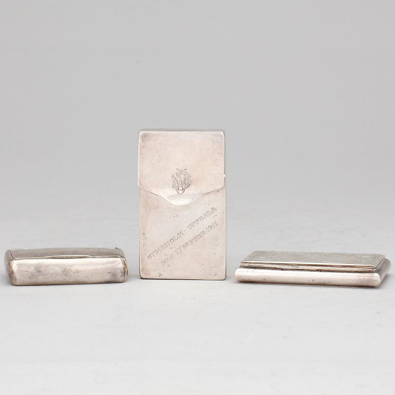 DOSOR, 3 st, silver, bla Guldsmedsaktiebolaget, Stockholm, 1900-tal.  vikt 223 gram.
