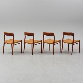 NIELS OLE MØLLER, a set of 4 
 1950's-/60's teak chairs.