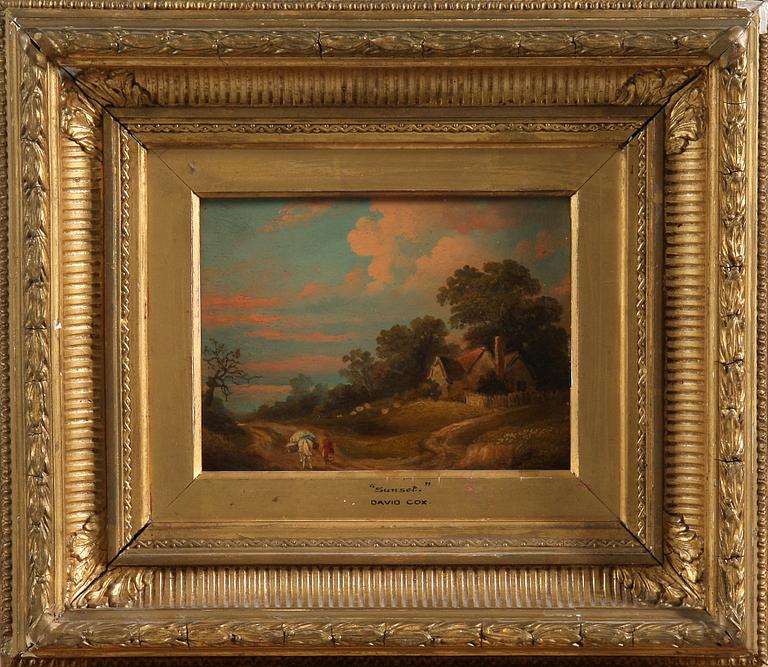 DAVID COX, hans art, olja på pannå, sign.