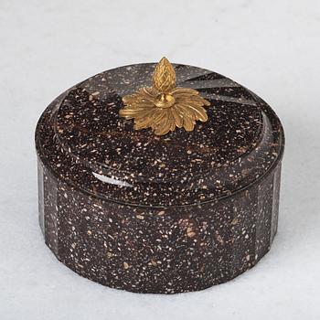 A Swedish Empire 19th century porphyry butter box.