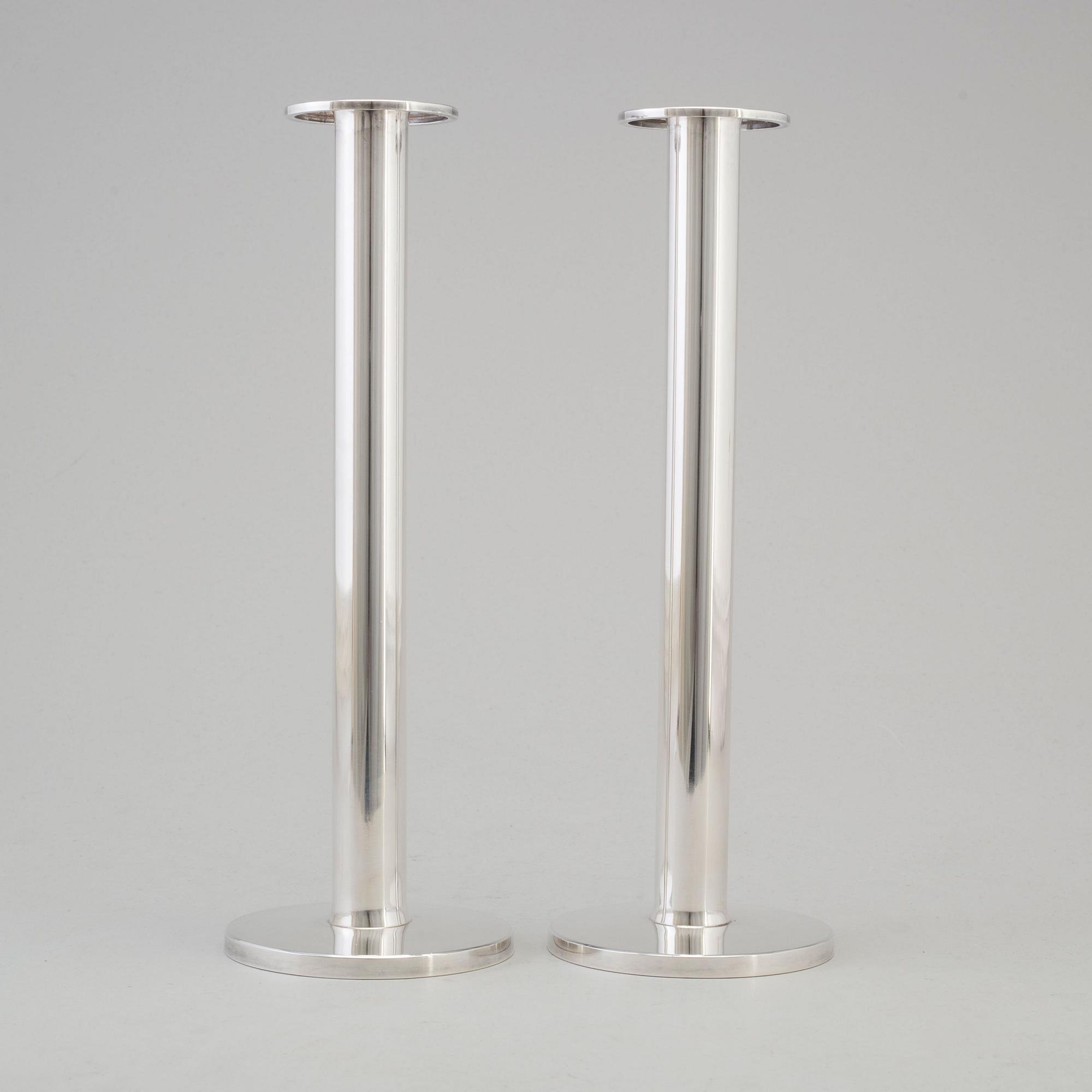 WOLFGANG GESSL, a pair of sterling silver candelsticks, Stockholm, 1997.