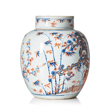 1192. An imari jar with cover, Qing dynasty, early 18th Century.