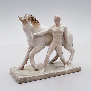 FIGURGRUPP, lergods, Else Bach, Karlsruhe, nr 4417, otydligt signerad, 1900-talets mitt.