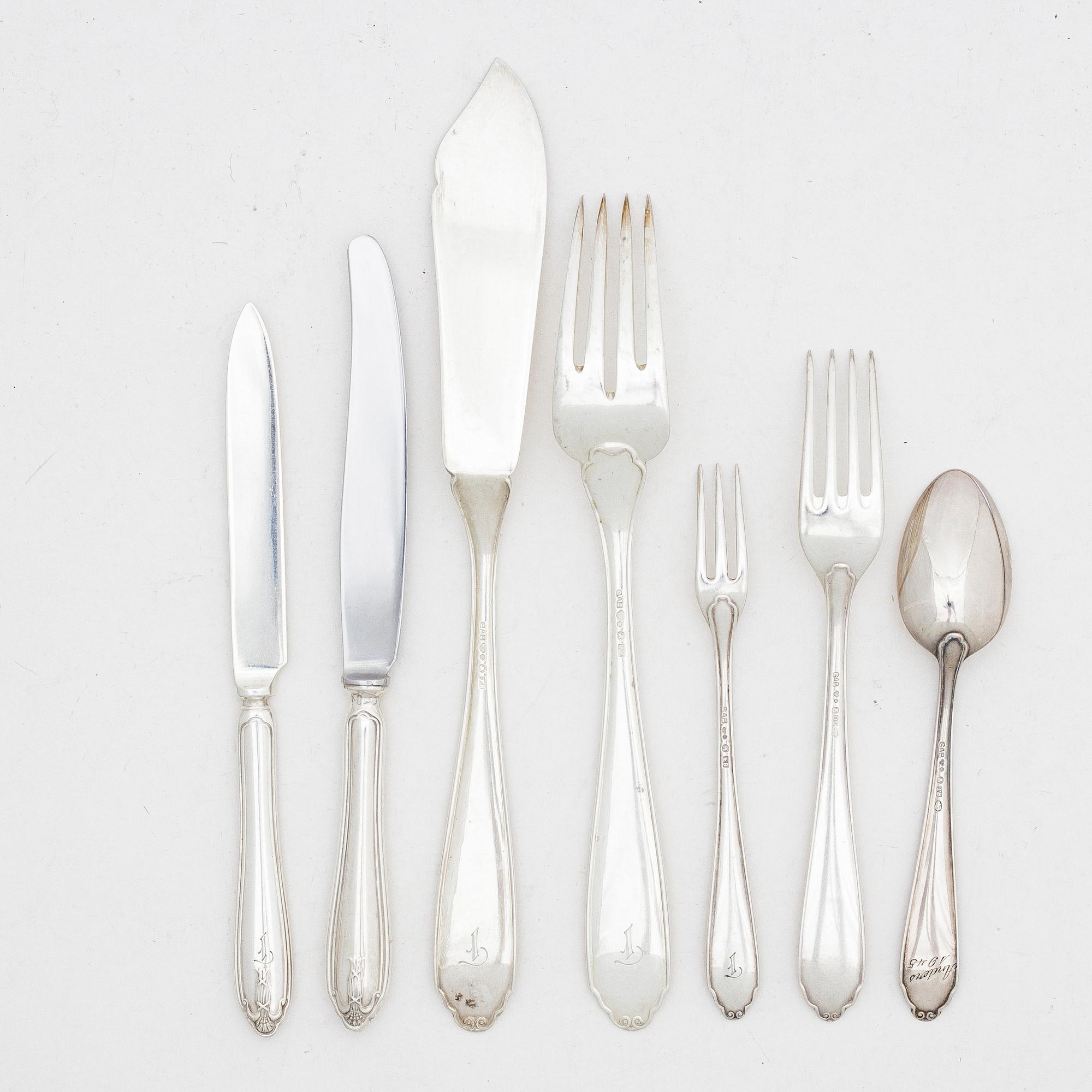 Cutlery service, 52 pieces, silver, "Vasa", GAB, Stockholm, 1931-54.