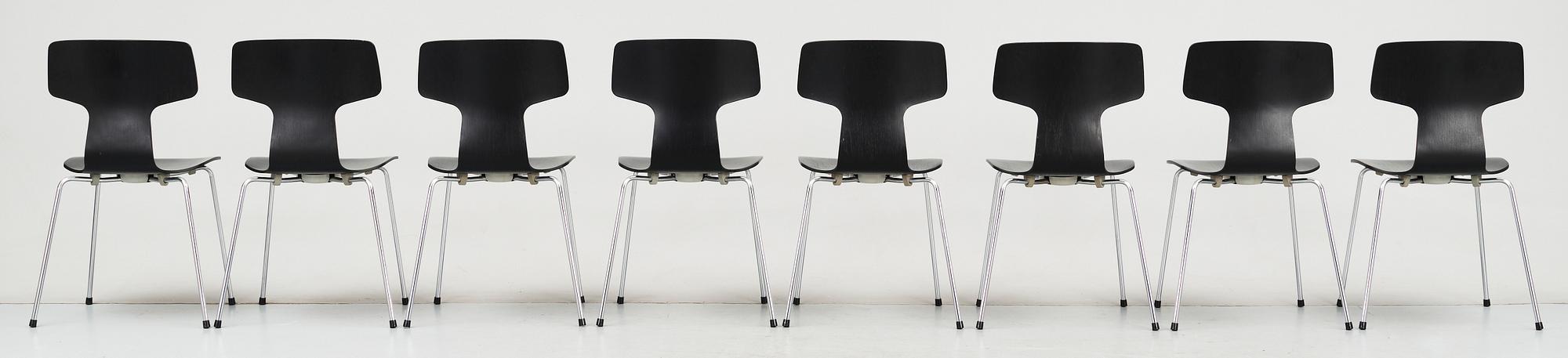 MATBORD SAMT 8 STOLAR, Fritz Hansen Piet hein, Bruno Mathsson resp Arne Jacobsen, Fritz Hansen, 3103 T-chair.