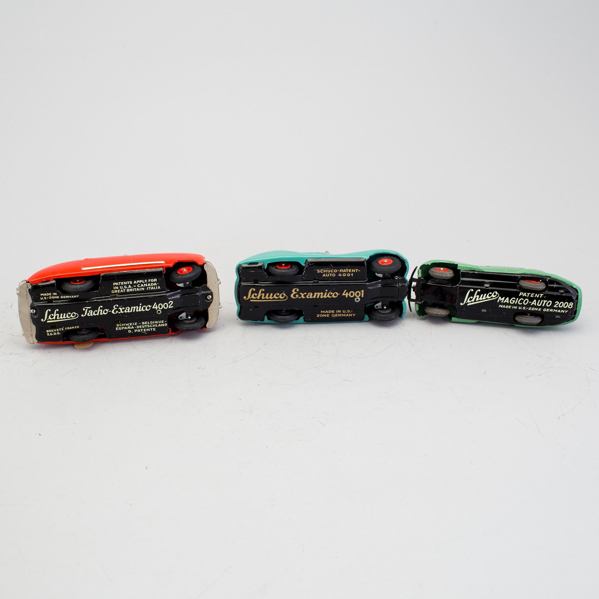 A lot of 3 Schuco cars, Germany, ca 1950.