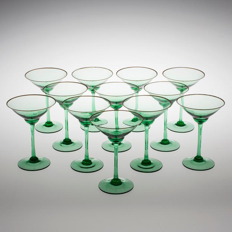 MARTINIGLAS 12 st, troligen Trelleborgs glasbruk, 1950-tal.