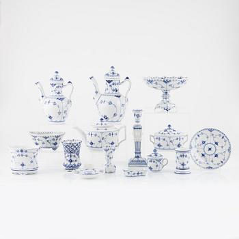 39 porcelain pieces of a 'Musselmalet' service, Royal Copenhagen, Denmark.