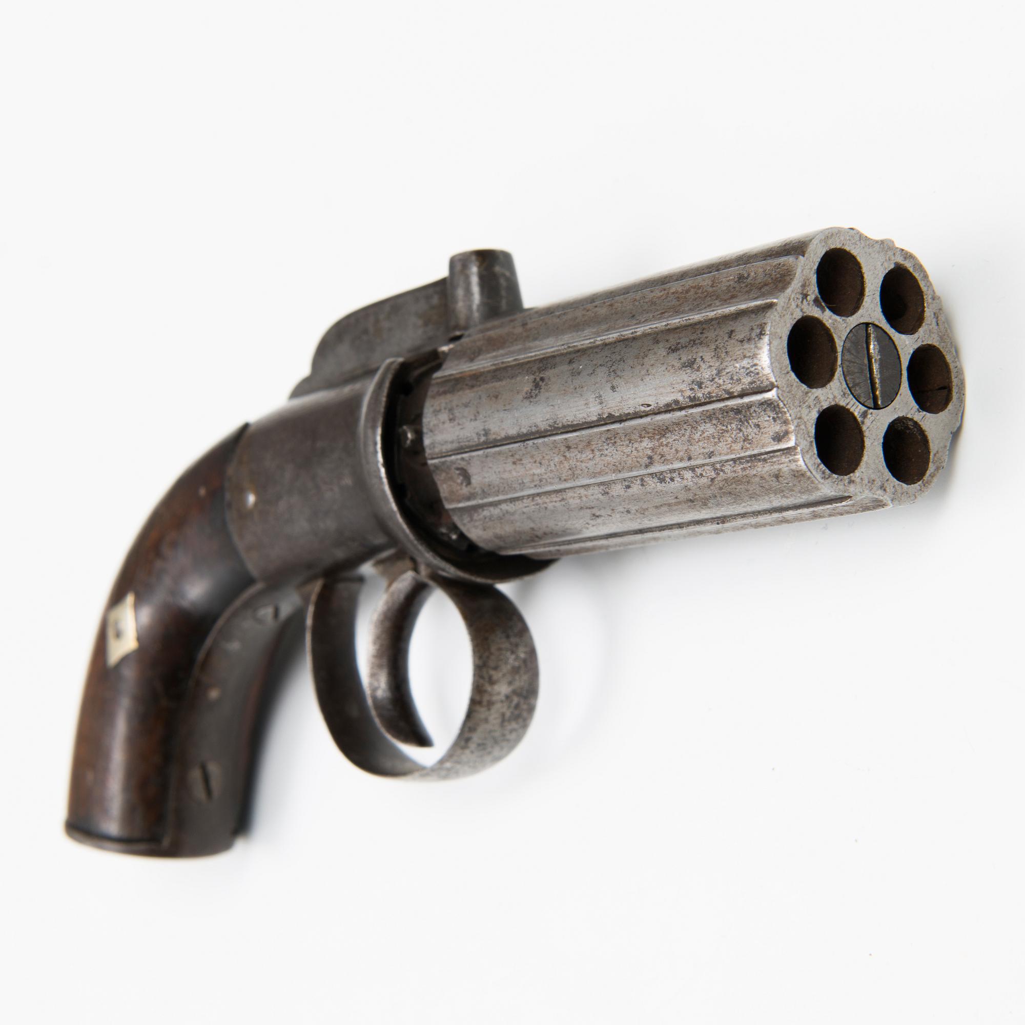 A Six-Shot Percussion Pepperbox Revolver, first half of 19th Century.