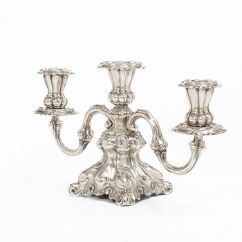 Kandelaber, silver, barockstil, Norge, 1900-tal, svensk importstämpel.