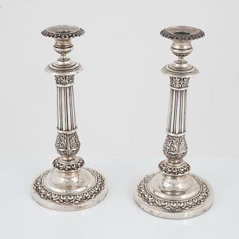 A pair of Swedish silver candlesticks, mark of Gustaf Möllenborg, Stockholm 1837.