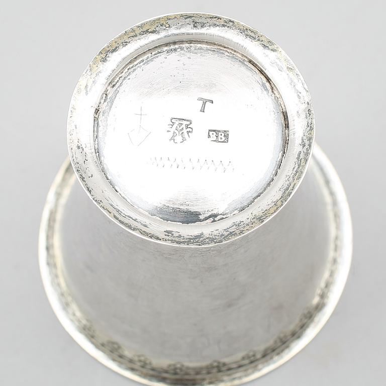 BÄGARE, silver, Bengt Björn, Västerås 1755.  Vikt 71 gram.