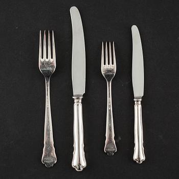 A mid 20th century silver tablewear set of 48 pc, "Chippendale" by GAB.