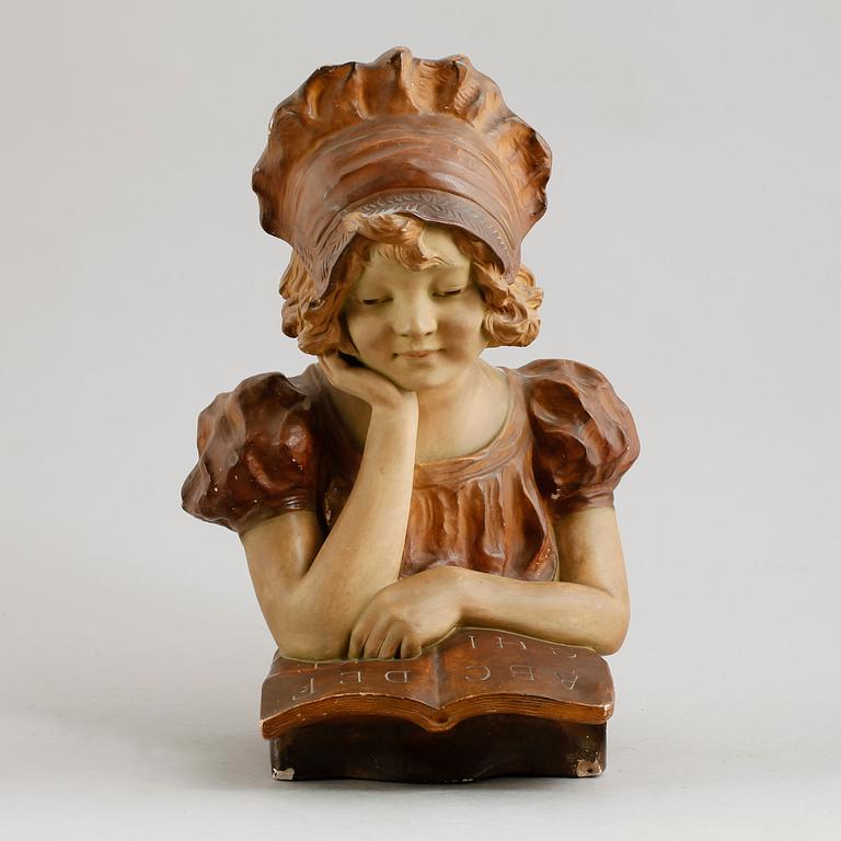 SKULPTUR, terracotta, monogramsignerad, sekelskiftet 1900.