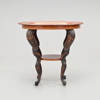 A Lisa Andersson (Haal/Hål) Morell copper and carved wood table, Rackstad, Arvika, Sweden 1928.