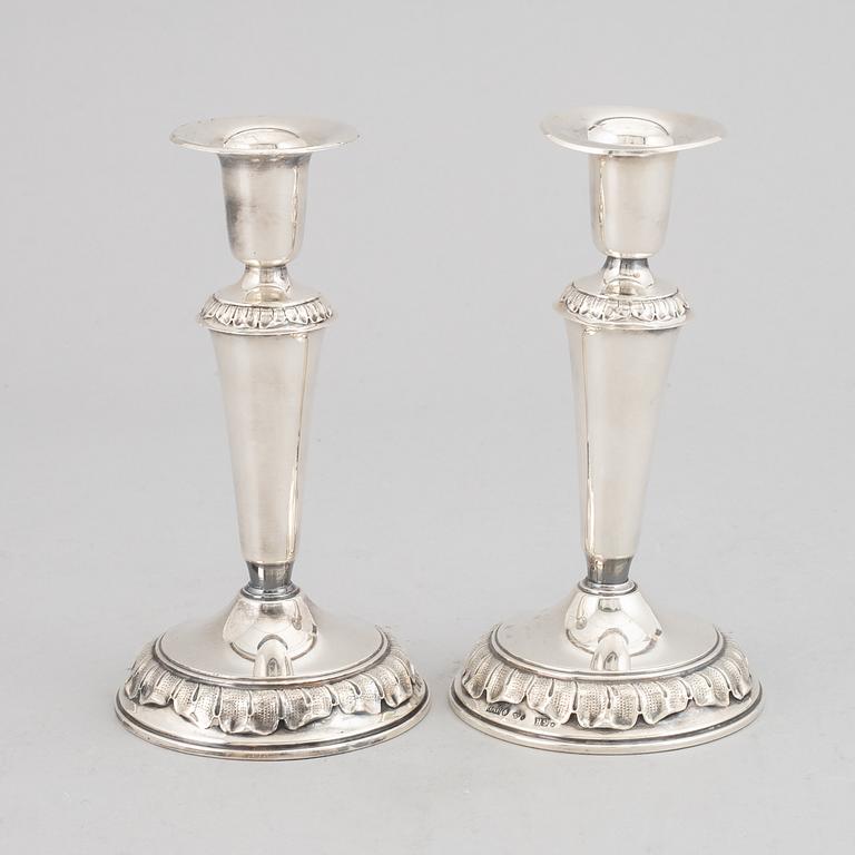 A pair of silver candle holders, GAB, Stockholm 1958.