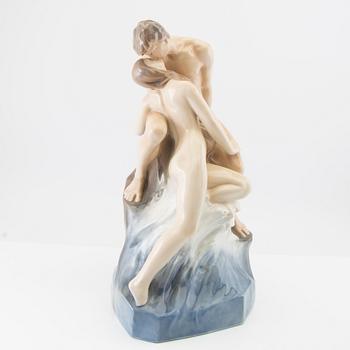 Theodor Lundberg, sculpture "The Wave and the Cliff" Royal Copenhagen porcelain.