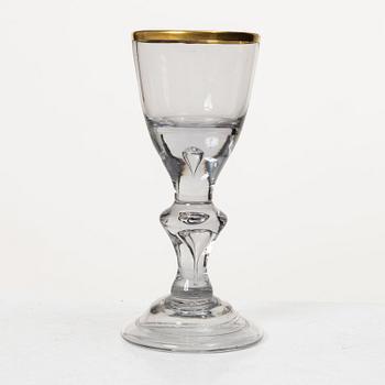 Ten Baroque style wine glasses, 20th Century.