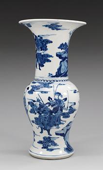 A blue and white Kangxi style vase, late Qing dynasty (1644-1912).