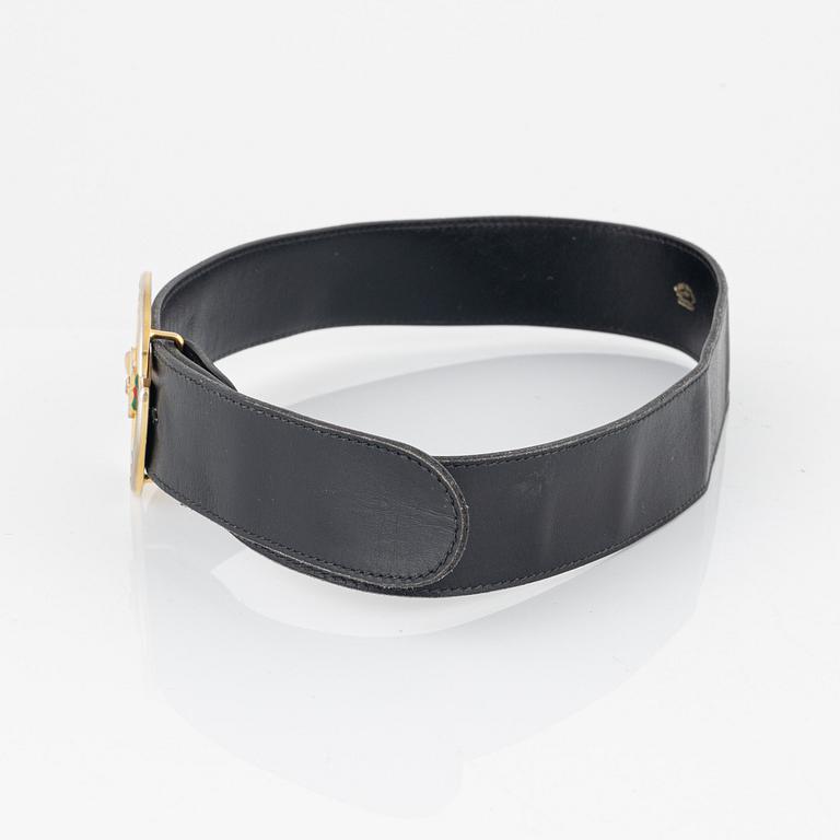 Gucci, two black leather belts, size 70-85.