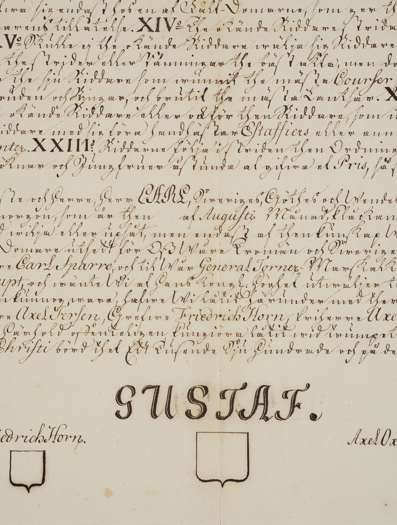 Gustav III.  Handskrivet utmaningsbrev till riddarspelet på Ekolsund 1776.