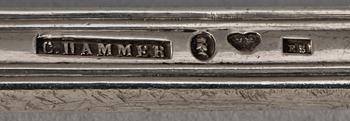 MATSKEDAR, 8 st, silver, Carl Johan Grönvall resp Möllenborg, Stockholm 1800-talets andra hälft till tidigt 1900-tal.