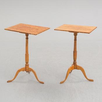 Two first half of the 19th century tilt top tables.