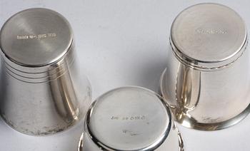 PARTI BÄGARE, 6 st, silver, svenska importstämplar, TESI, GAB. 1900-tal.