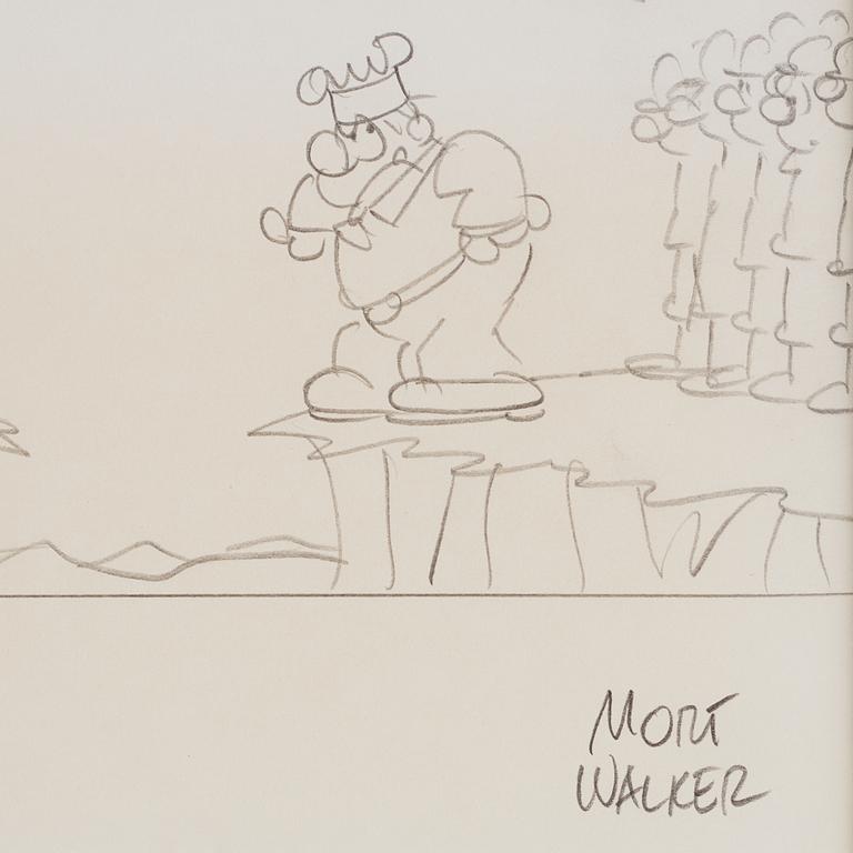 MORT WALKER, pencil drawing, signed.