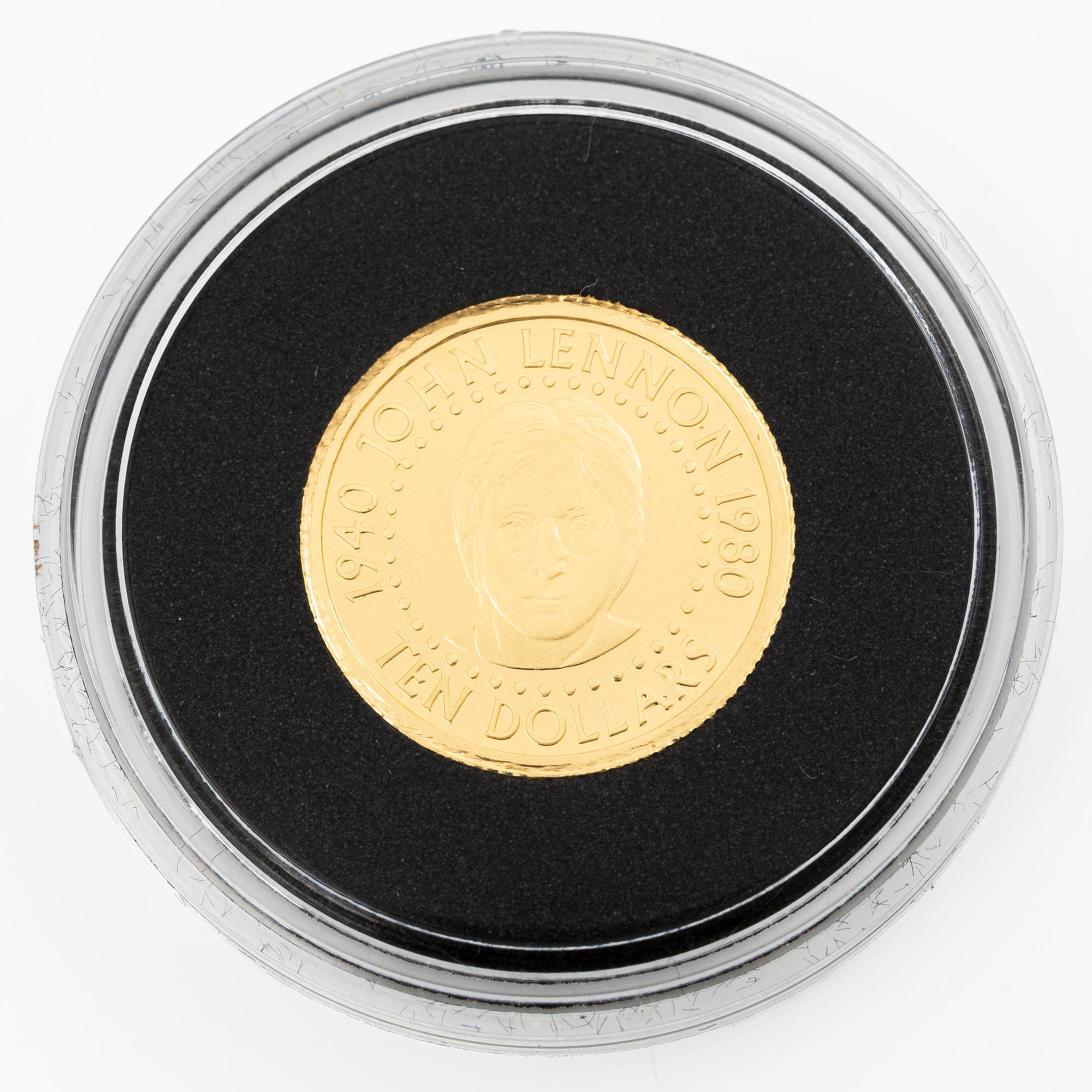 Guldmynt, 24 k, "John Lennon", 10 Solomon dollars, 2005.