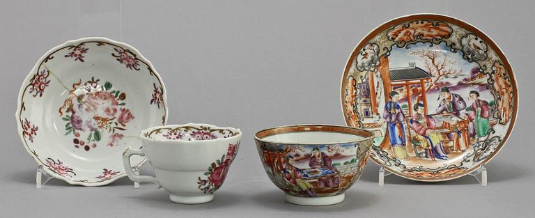 KOPPAR MED FAT, 2 st, porslin, Kina, 1700-tal.