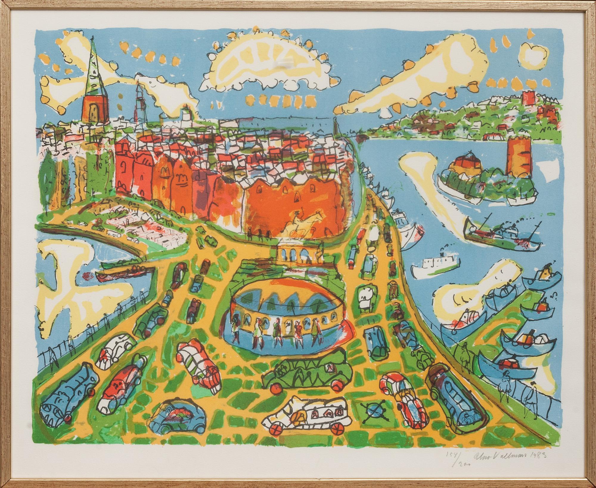 UNO VALLMAN, färglitografi, signerad, numrerad 154/200 och daterad- 1983.
