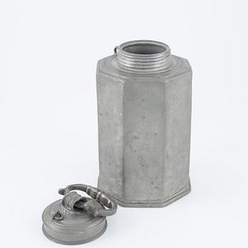 A pewter flask, mark of Magnus Söderberg, (master in Stockholm 1716-1746, the widow maintained the workshop until 1767).