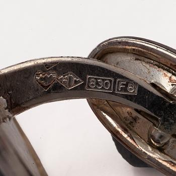 Cufflinks, 2 pairs, silver, copper ore. Tillander, Helsinki, 1971 and 1983.
