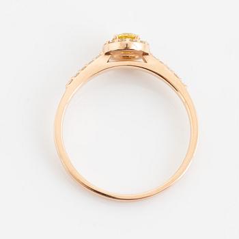 Brilliant cut colour treated yellow diamond ring.