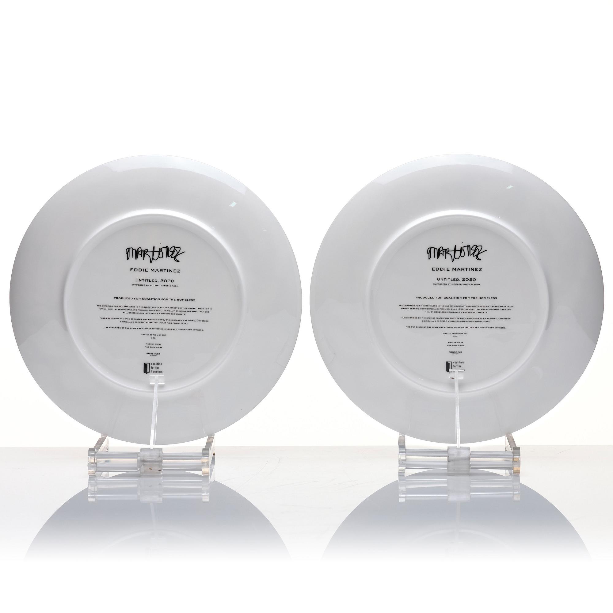 Eddie Martinez, a pair of plates, "Untitled" ed. 250, Prospect, 2020.