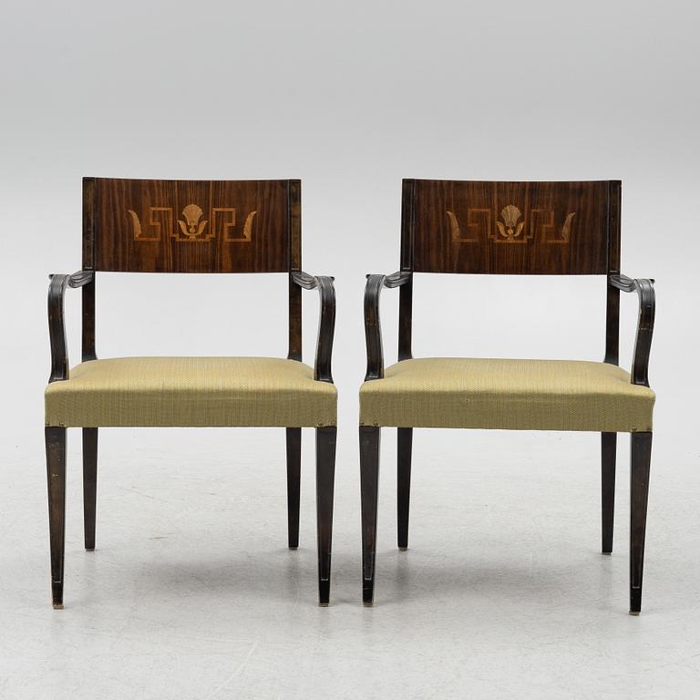 A pair of 'Rosenborg' Swedish Grace armchairs, Seffle Möbelfabrik, 1920s/30s.