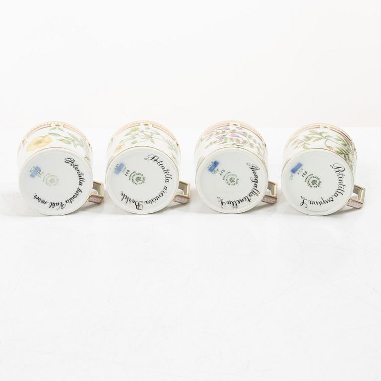 Royal Copenhagen, seven mocka cups with saucers, 'Flora Danica', Denmark.
