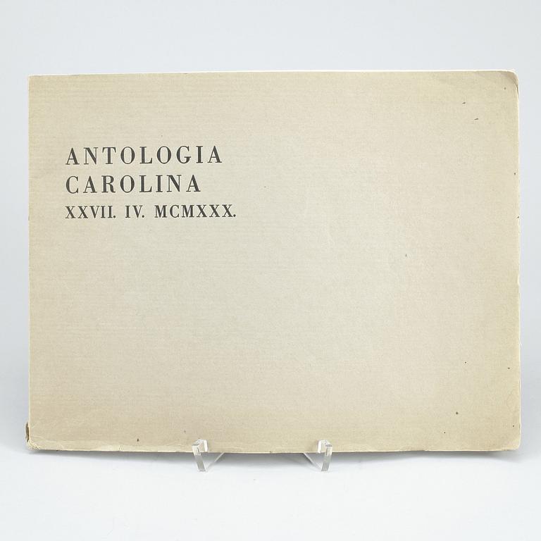 BOK, Antologia Carolina (K.A Genom tjugo sekler", av Karl Asplund, Stockholm 1930.