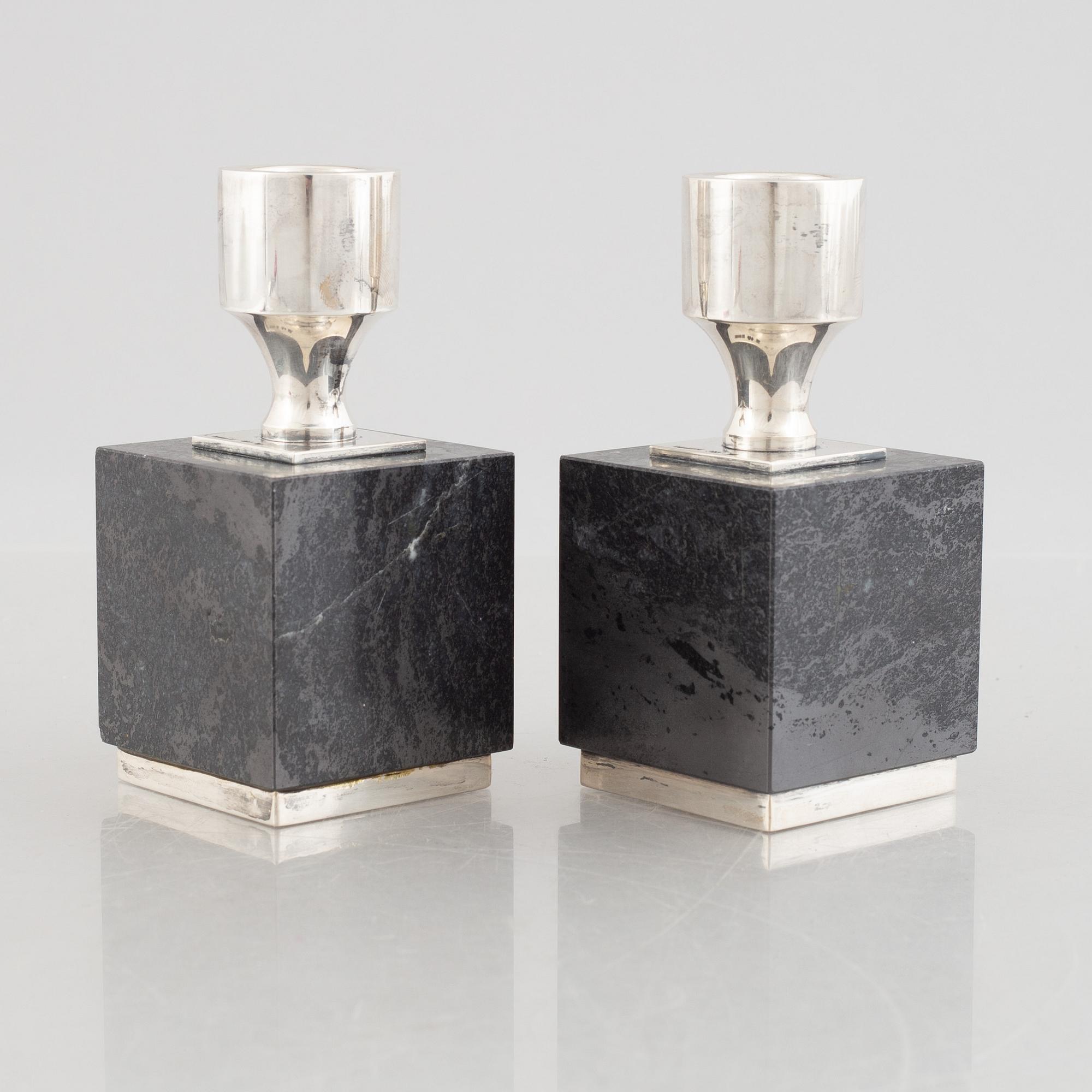 KG Markström's Goldsmiths Ltd, candlesticks, a pair, silver, Uppsala, 1964.