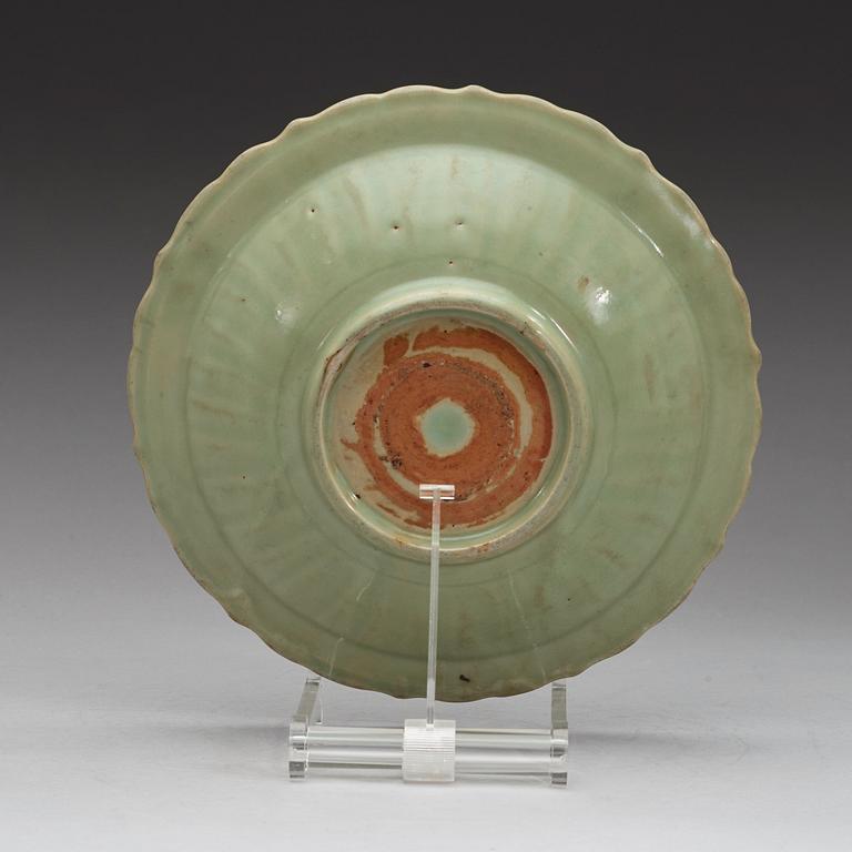 A celadon glazed dish, Ming dynasty (1368-1644).
