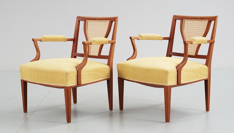 A pair of Josef Frank mahogany armchairs,