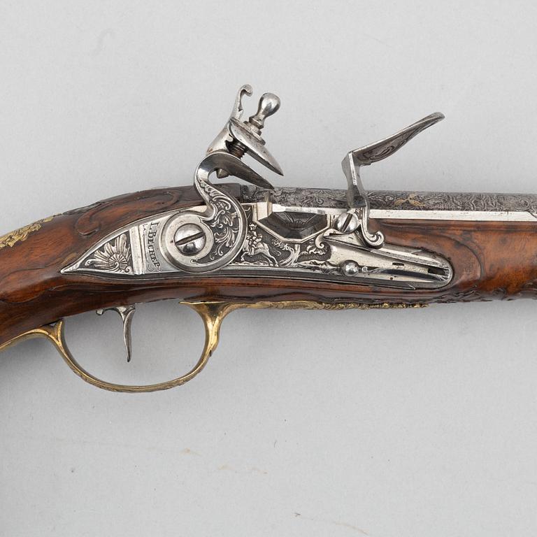 Flintlock pistols, a pair, Leopold Becher Karlsbad, (1725-50).