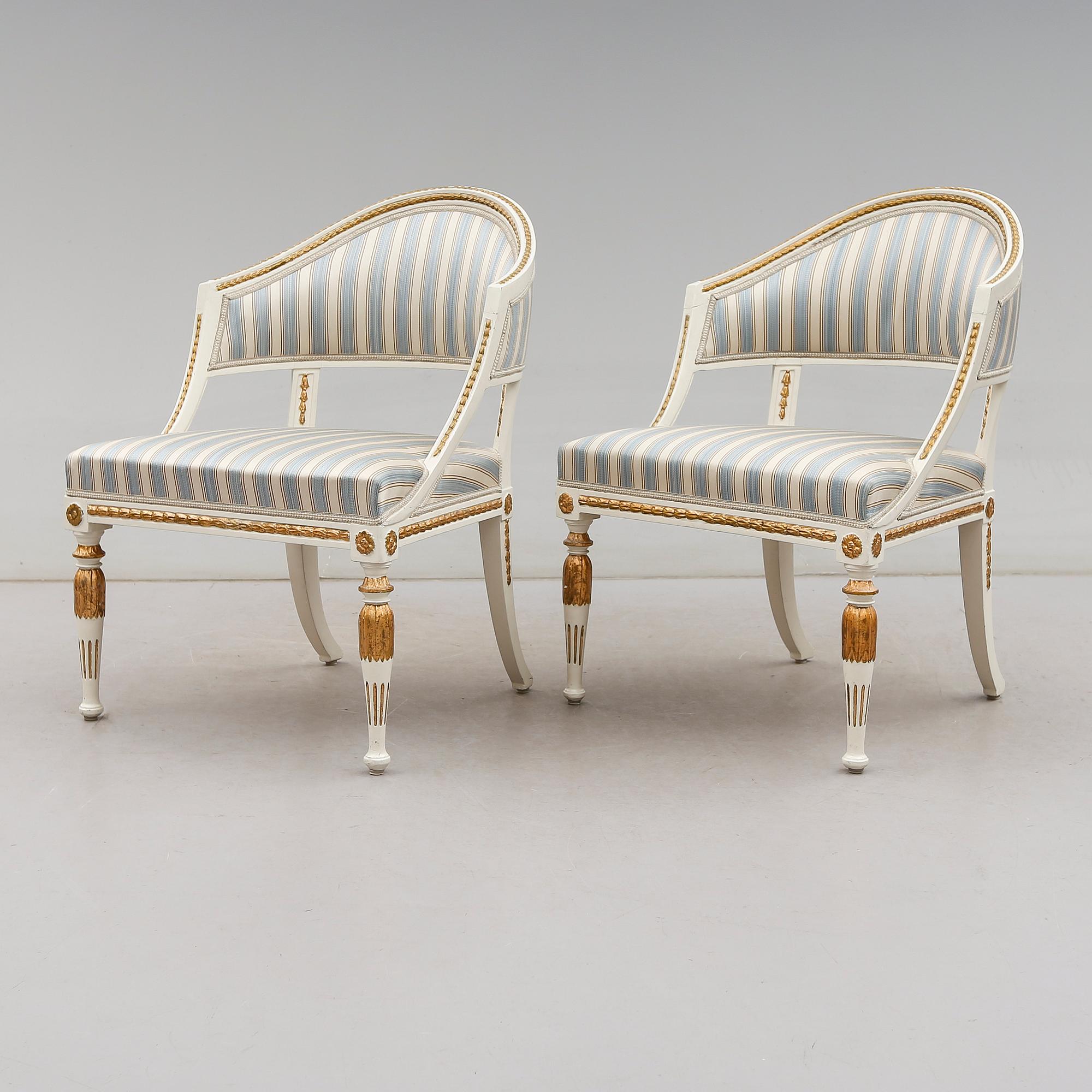 KARMSTOLAR, 1 par, sengustaviansk stil, 1900-talets första hälft.