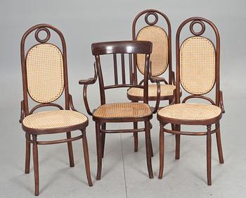 KARMSTOL och STOLAR, 3 st, bl a Thonet, 1900-tal.