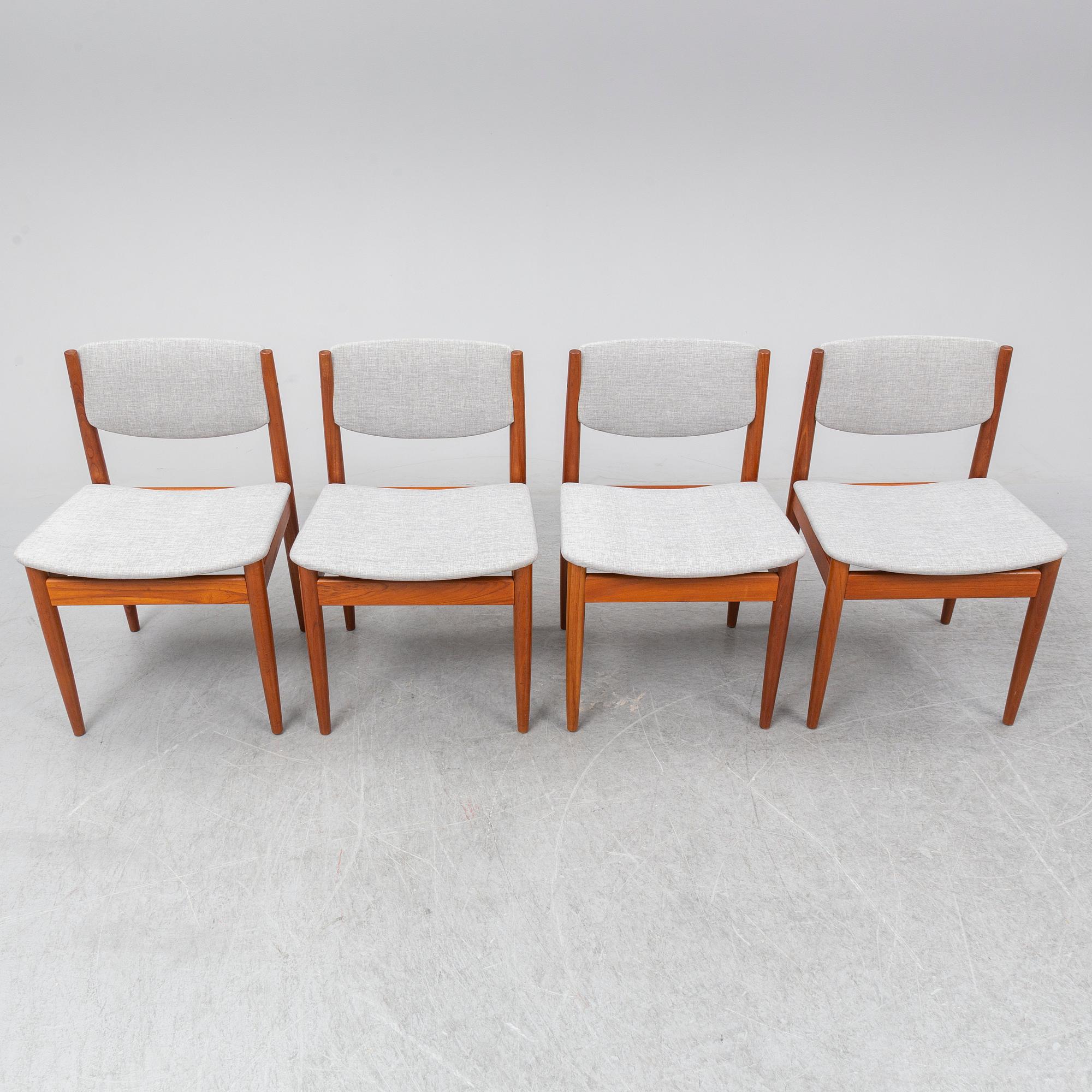 FINN JUHL, four chairs, France & Sons, Denmark.