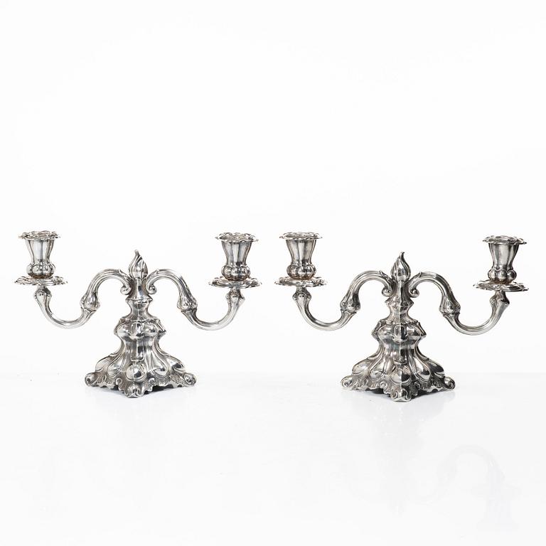 Candelsticks, a pair, silver, Baroque style, 20th century.
