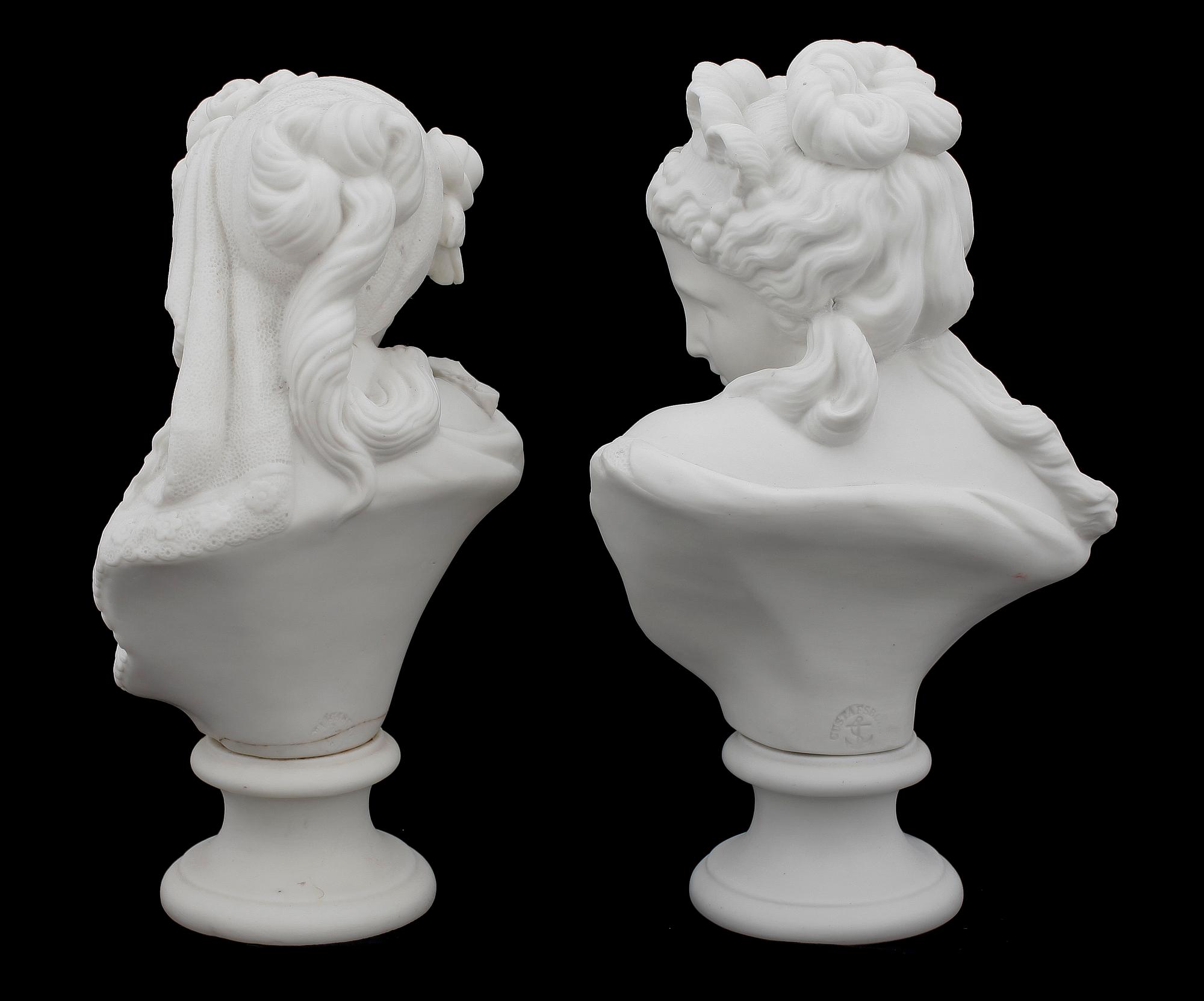 SKULPTURER, ett par, parian, Gustafsberg 1910/20-tal.